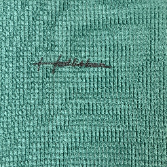 Hollister shirt long sleeve Large Green Waffle Knit Thermal Stretchy Layering - Picture 3 of 5